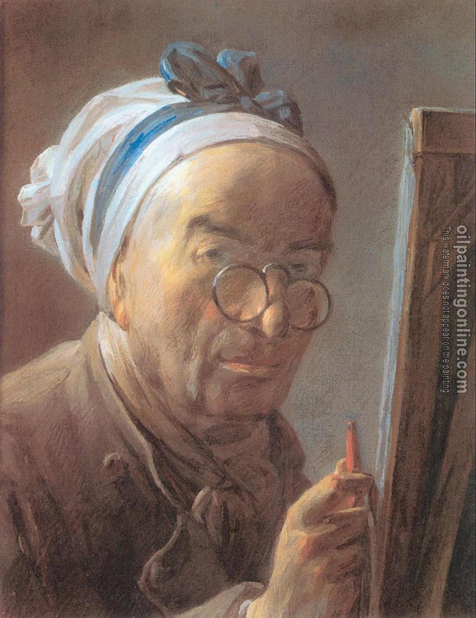 Chardin, Jean Baptiste Simeon - Self-Portrait at an Easel